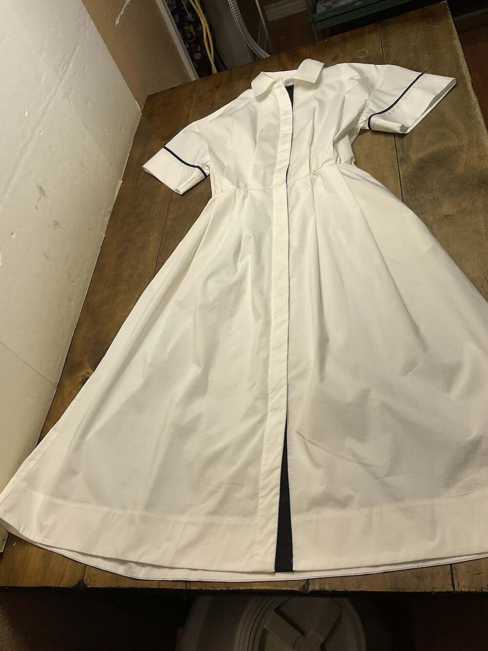 Tuckernuck Womens Shirt Dress White Pleated Button Up Size XS